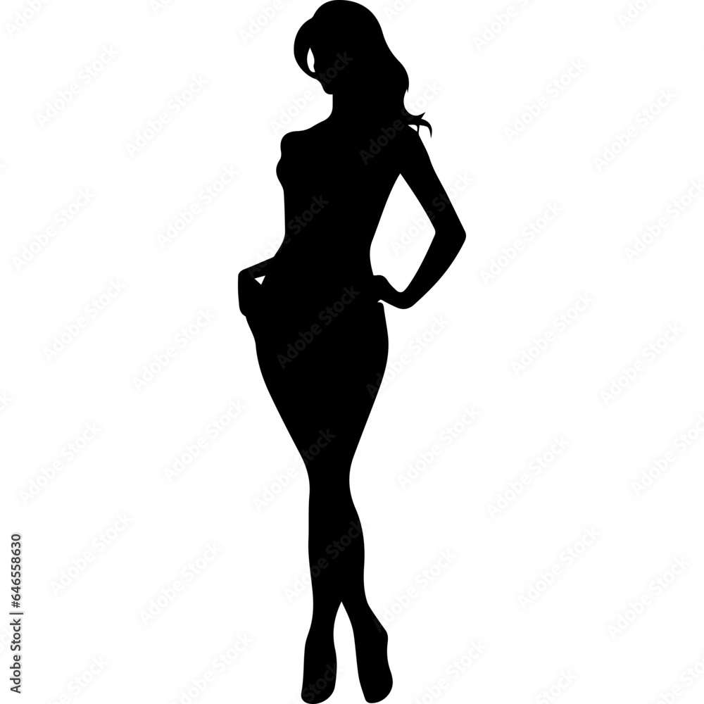 black silhouettes of fashion model girl black silhouettes of fashion model girl