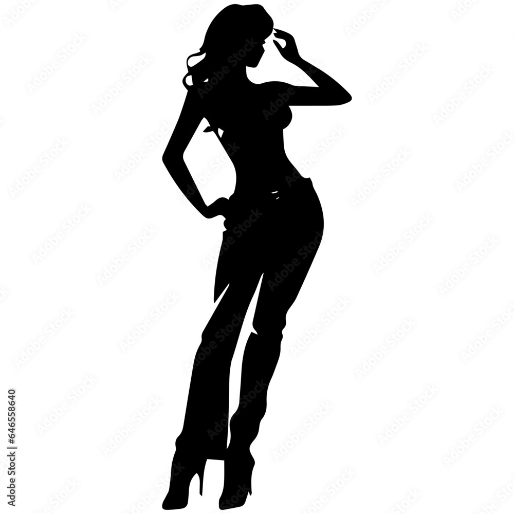 black silhouettes of fashion model girl black silhouettes of fashion model girl