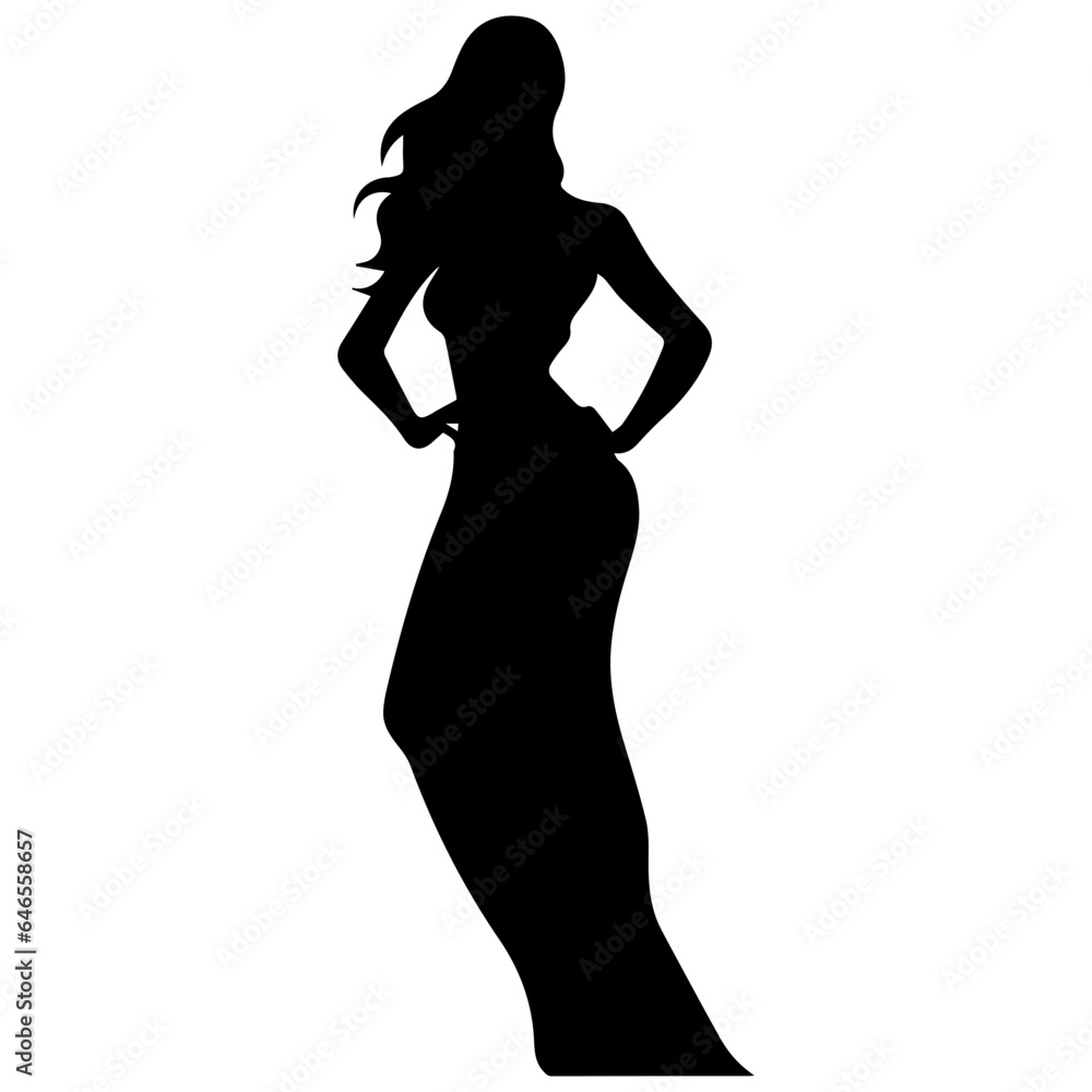 black silhouettes of fashion model girl black silhouettes of fashion model girl
