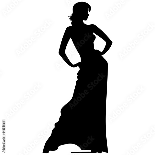 black silhouettes of fashion model girl