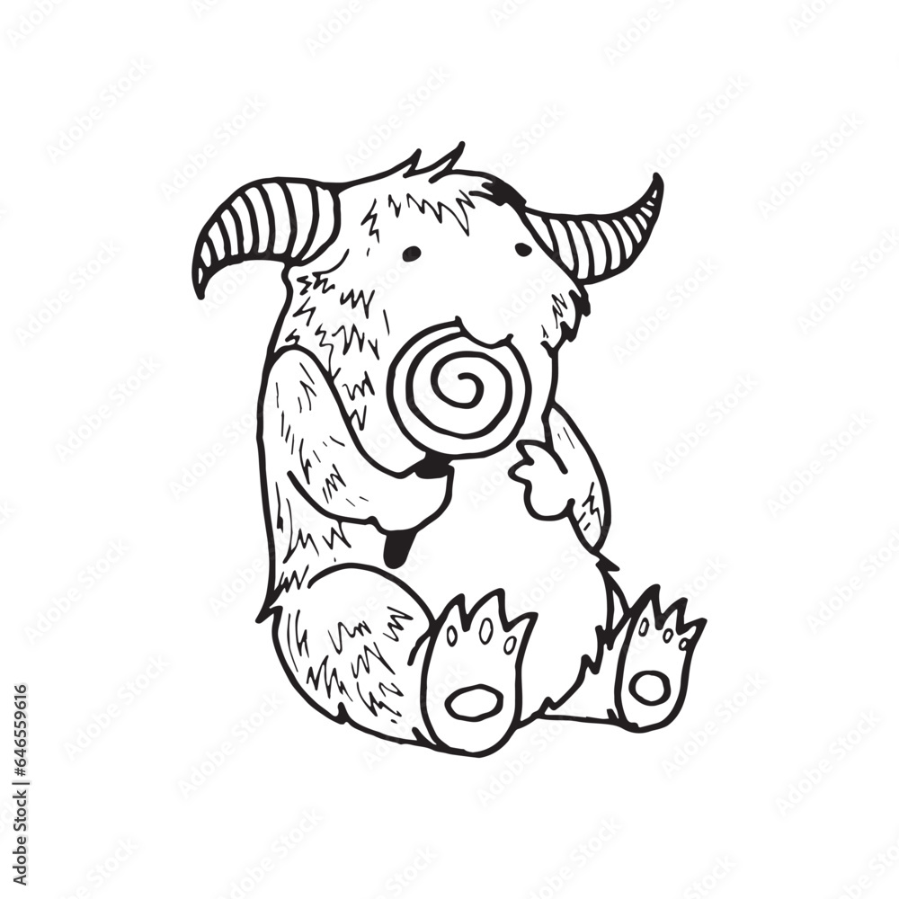 Fototapeta premium Handdrawn magic creature, Magic animal drawing