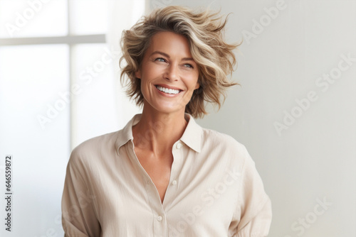 Happy person portrait mature women attractive female caucasian