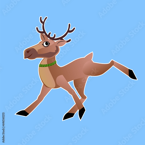 Christmas, deer in forest, village, deer, icon, vector graphic