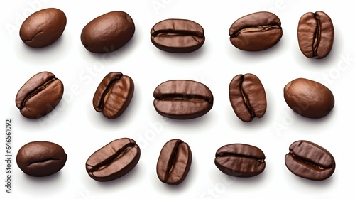 Coffee Bean Set Isolated on White. Generative ai