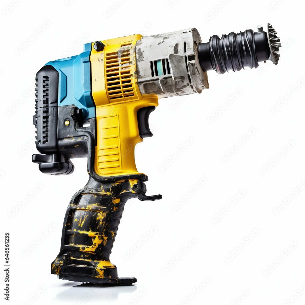 Industrial Jack Hammer for Demolition Isolated on White. Generative ai