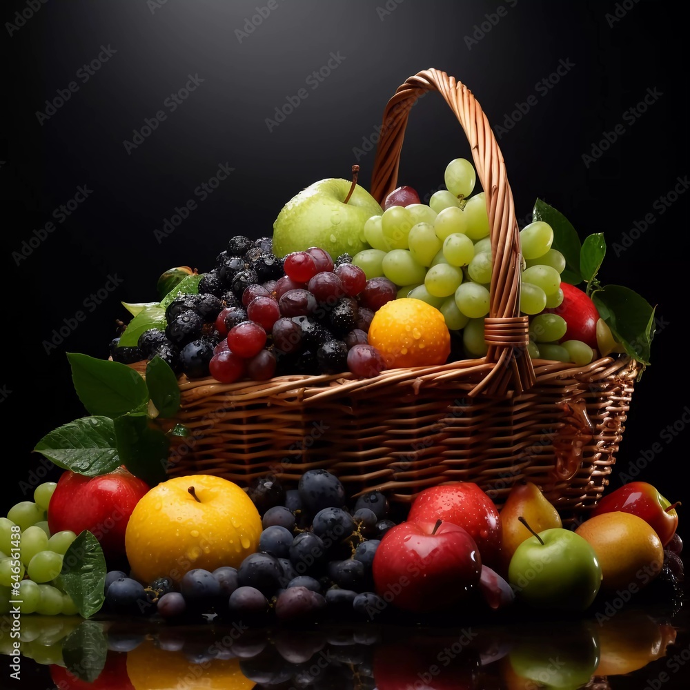 Obraz premium A basket of fresh fruits