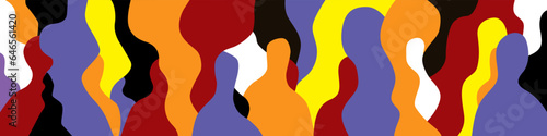  fashion people hairstyle abstract vector illustration. Horizontal multiple colored composition