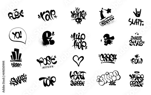 hip hop culture rap music graffiti lettering tags set ,isolated vector design element © TOPFORM