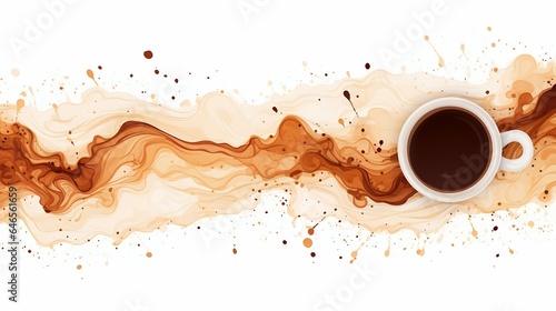 Coffee Cup Stain Banner Isolated on White. Generative ai
