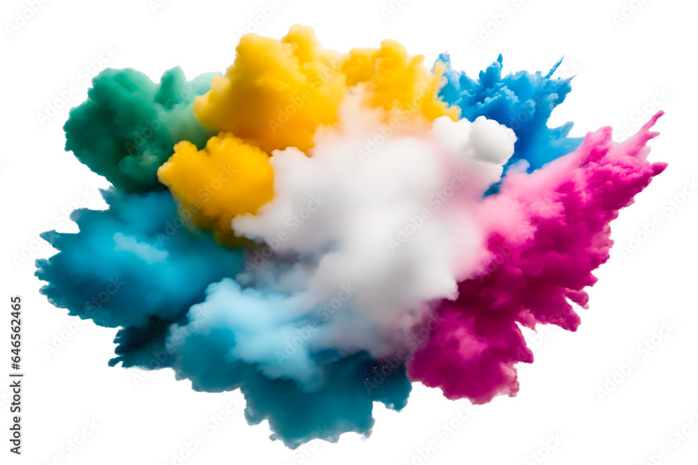 Colorful smoke cloud , transparent PNG. Generative AI