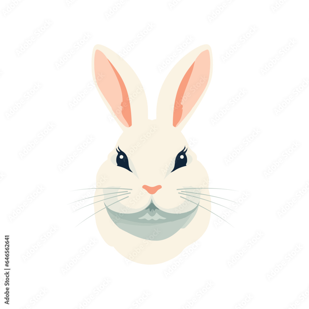 Cute cartoon rabbit illustration, head icon Cute cartoon rabbit illustration, head icon