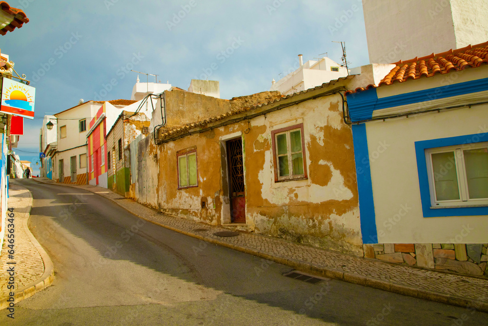 traditional narrow Portuguese streets and white houses
