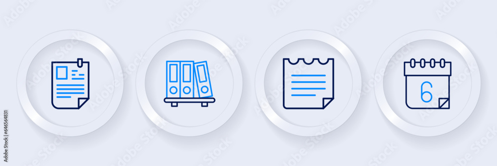 Set line Calendar, Notebook, Office folders and Resume icon. Vector Set line Calendar, Notebook, Office folders and Resume icon. Vector