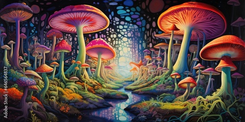 Colorful psychedlic mushroom forest © Brian