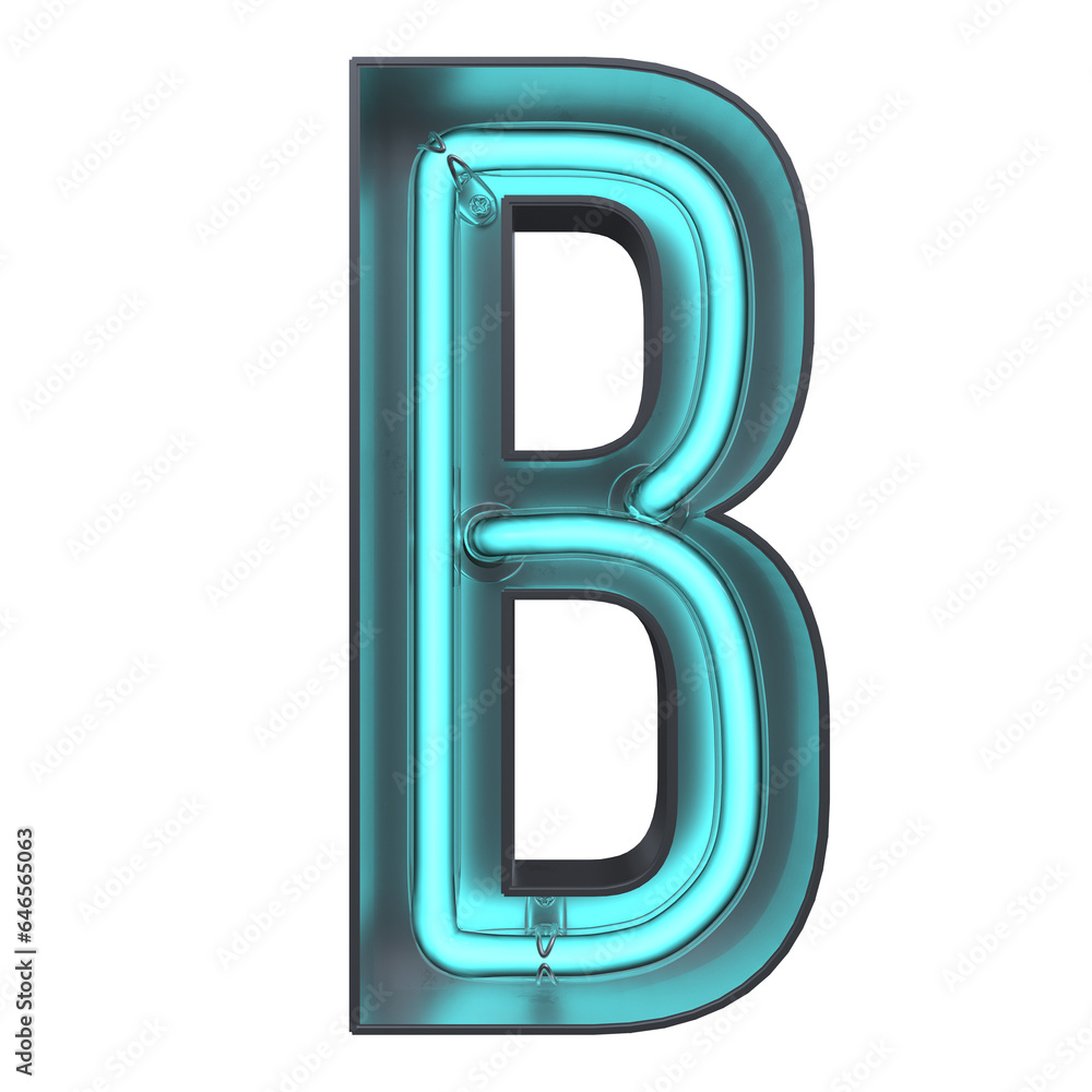 A 3D B Neon Alphabet Letter Illustration Isolated on a white background A 3D B Neon Alphabet Letter Illustration Isolated on a white background