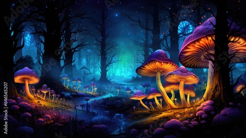 Colorful psychedlic mushroom forest © Brian