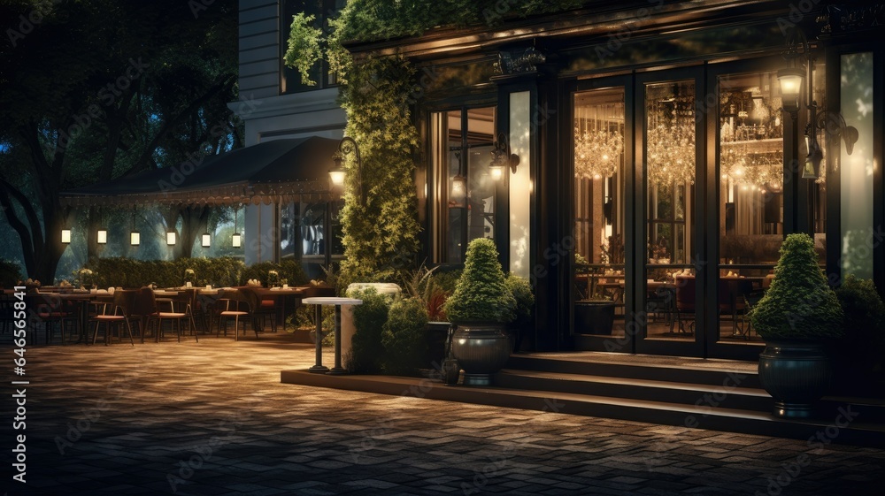 Obraz premium a luxury cafe, adorned with ornate decor and exquisite lighting. The composition conveys the opulent atmosphere of high-end dining.