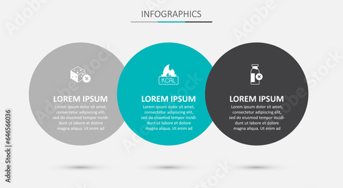 Set Kcal, No sugar free and Lactose intolerance. Business infographic template. Vector
