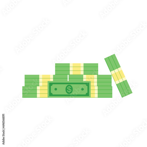 Stack of money. Pile of dollars. Banknotes heap. Vector illustration in a modern flat style isolated on white background.