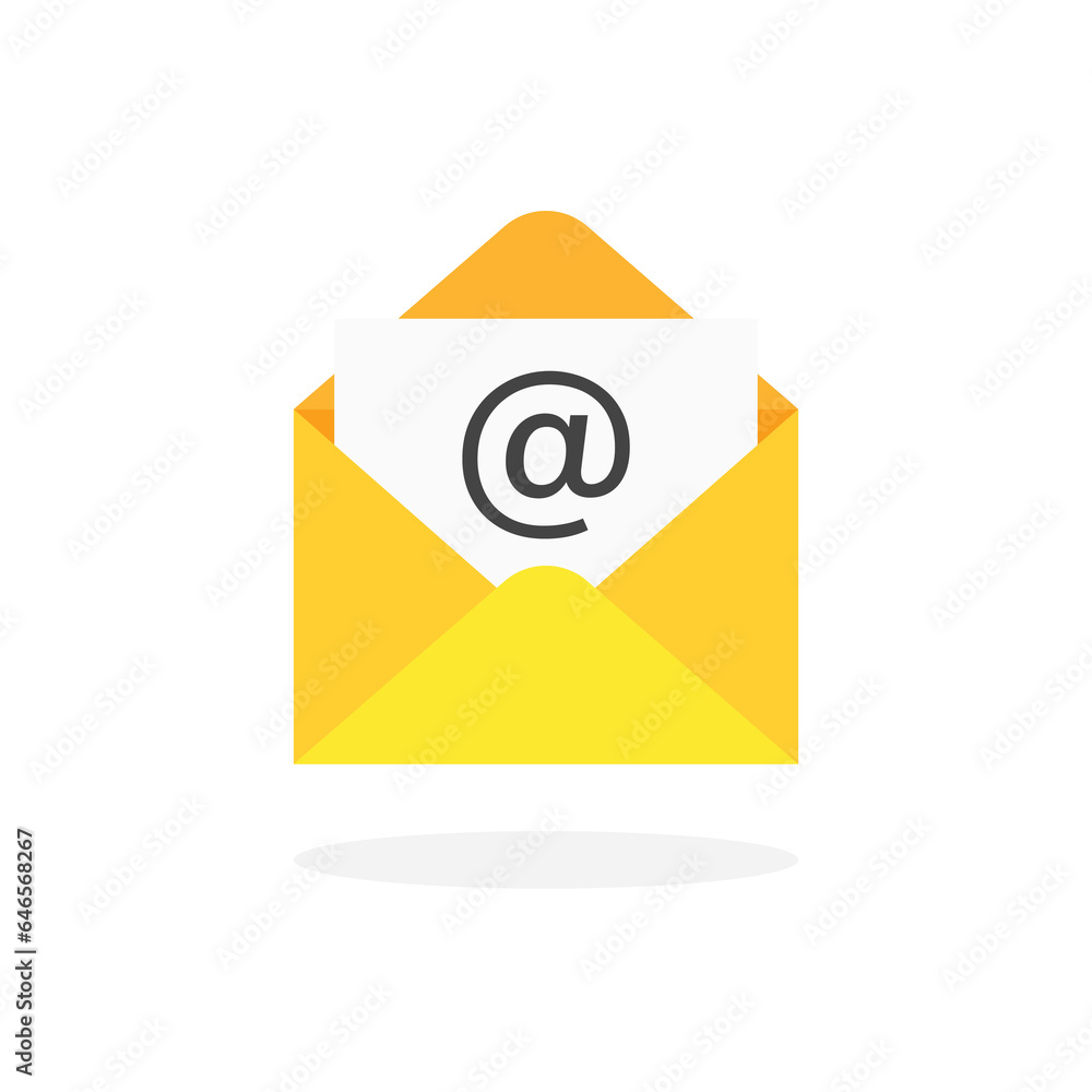 Email open envelope icon. Mail or inbox symbol. Vector illustration isolated on white background. Email open envelope icon. Mail or inbox symbol. Vector illustration isolated on white background.