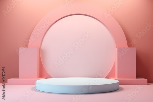 3d display product with geometric podium platform pedestal vaporwave pink funky scene