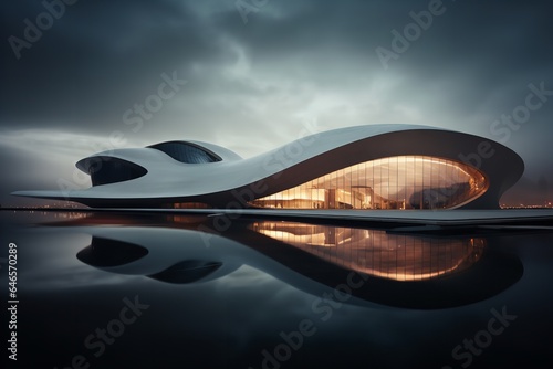 photo of complex modern luxury futuristic architecture 