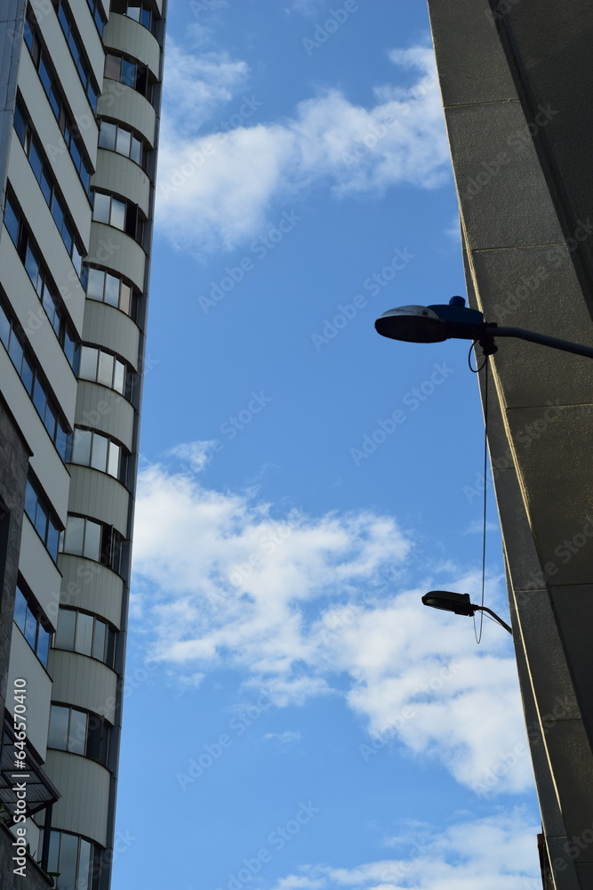 Cityscape with big buildings and a beautiful blue sky Cityscape with big buildings and a beautiful blue sky