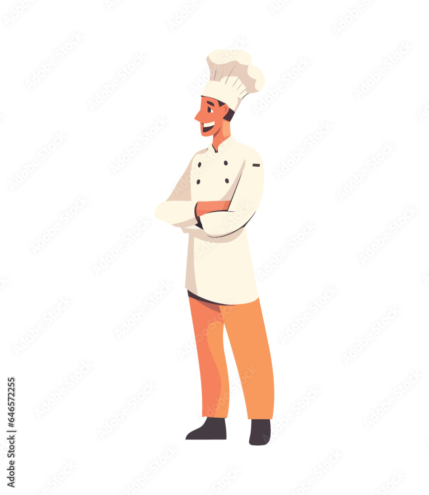 Smiling chef in uniform cooking gourmet meal Smiling chef in uniform cooking gourmet meal