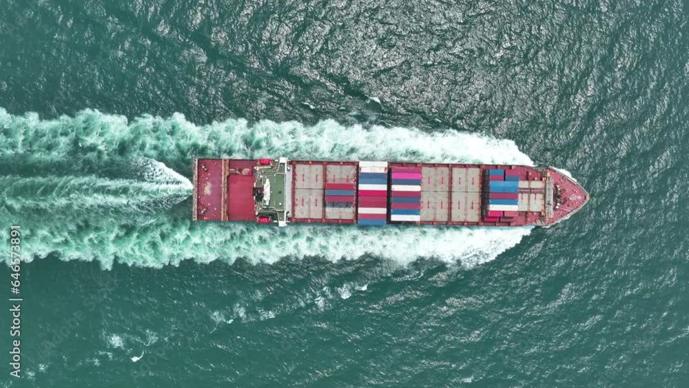 Cargo container Ship, cargo maritime ship with contrail in the ocean ...