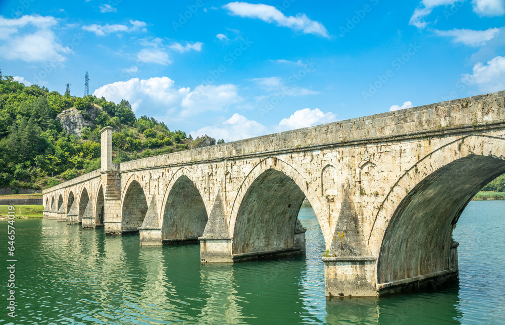 Mehmed Pasa Sokolovic Bridge over Drina river, Visegrad, Bosnia