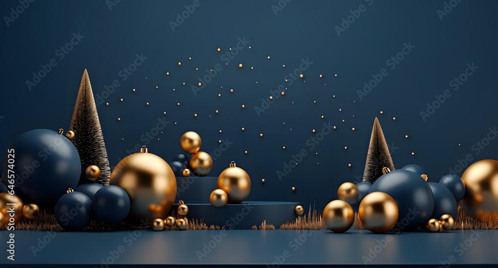 Naklejka premium hristmas 3d flat set background image png, in the style of light navy and dark gold, aerial view, minimalist still life, contemporary candy-coated, modern, simple