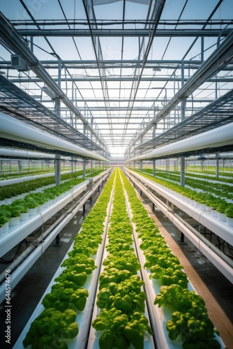 Sustainable Agriculture. Hydroponics based production method farm. Wellness, healthy and sustainable food sourcing concept. Generation AI