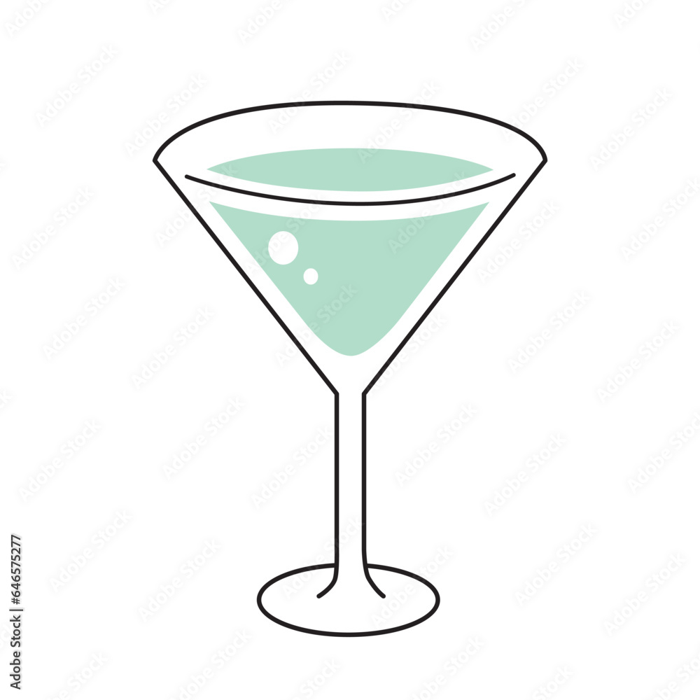 Martini cocktail glass isolated vector illustration Martini cocktail glass isolated vector illustration