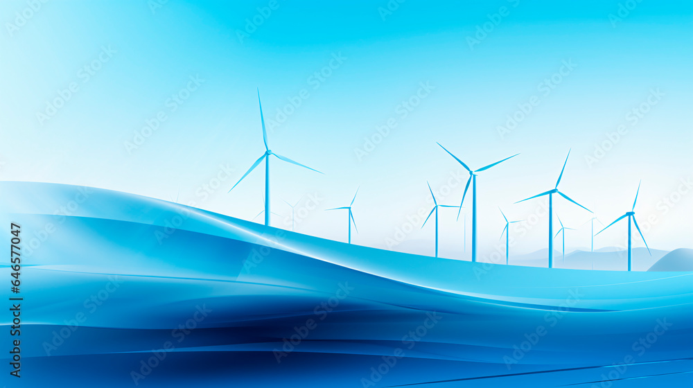 Concept of technology and sustainability with a photograph of cutting-edge wind turbines