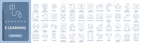E-Learning thin line icons set EPS10 - Stock Vector.