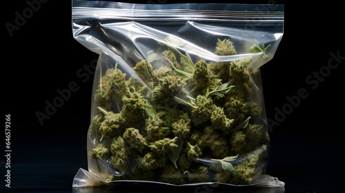 Cannabis-Knospe in Verschlussbeutel
