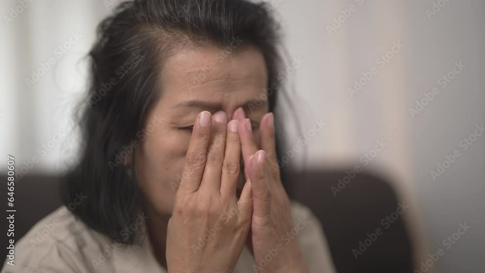 Anxiety pensive Senior woman, mental health problem, headache and depressed. Anxiety pensive Senior woman, mental health problem, headache and depressed.