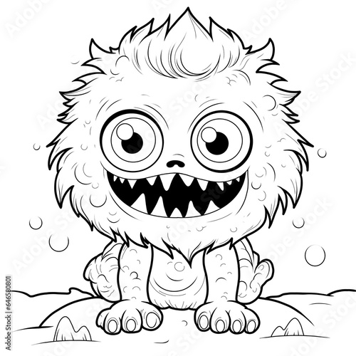illustration  line drawing of cute monster  childish  coloring