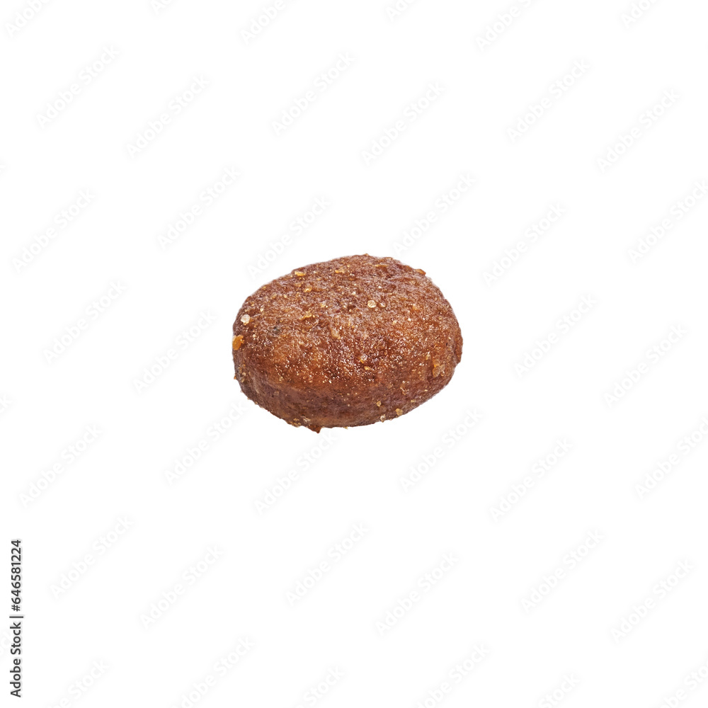 Delicious single dog food ball over isolated white background Delicious single dog food ball over isolated white background