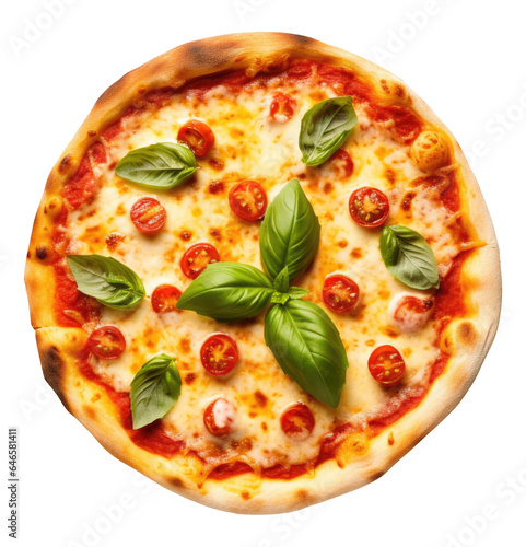 Pizza Margherita top view angle, generative ai