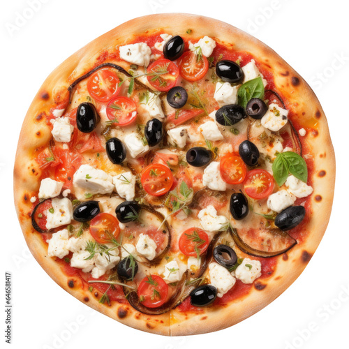 Delicious Pizza top view angle, generative ai