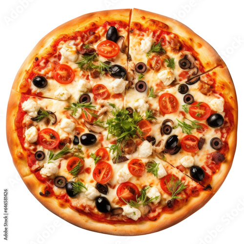 Delicious Pizza top view angle, generative ai