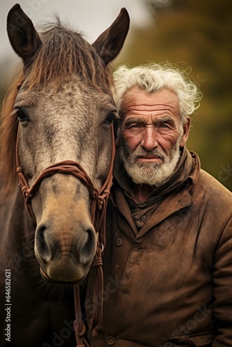 old man with his horse in shape