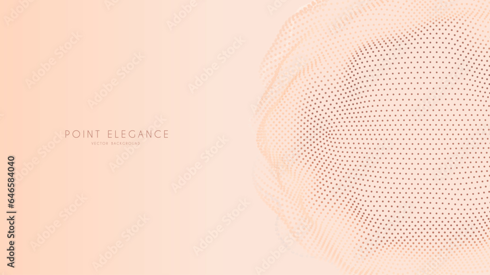 Beige abstract glitch point sphere background. Elegant stylish futuristic template.