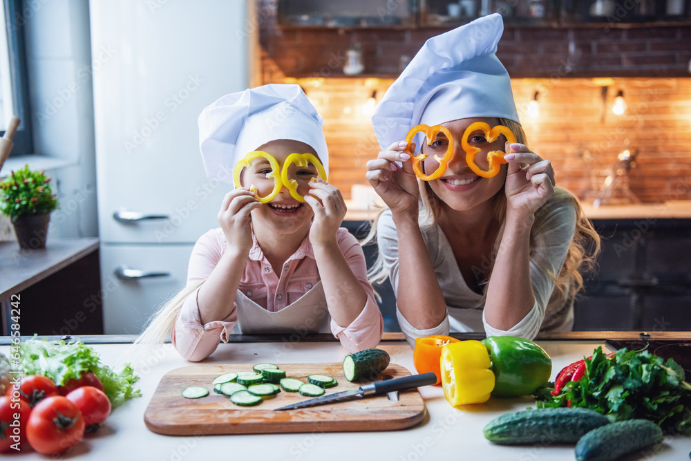 Mother and daughter cooking Mother and daughter cooking