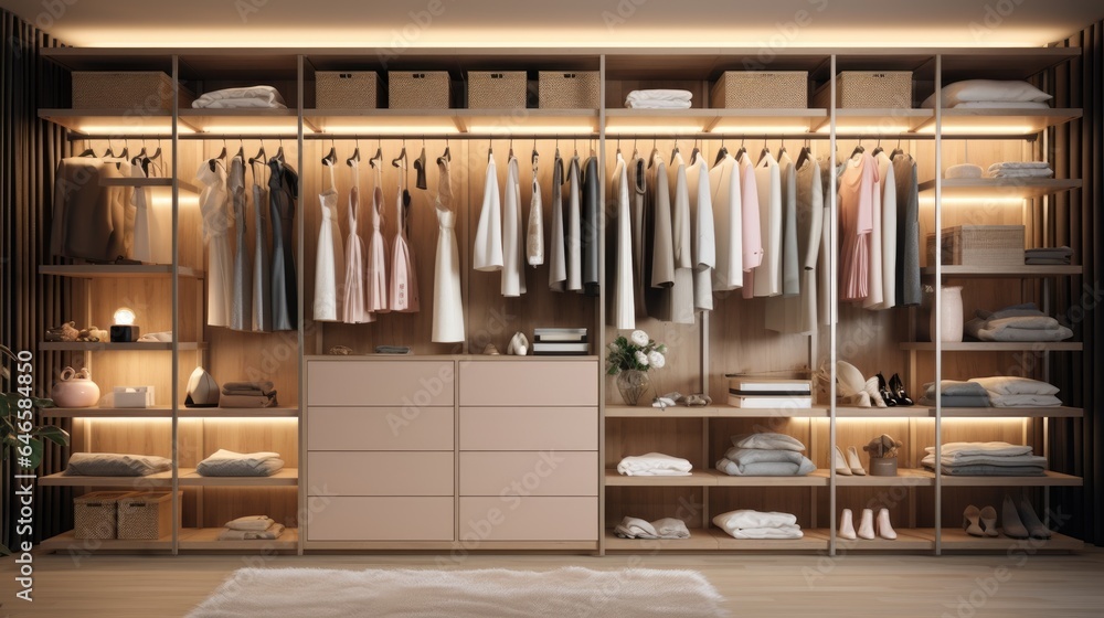 Modern style wardrobe, Illuminated and organized. Modern style wardrobe, Illuminated and organized.