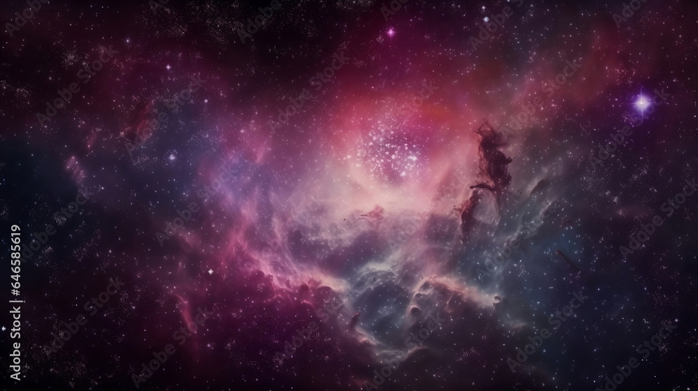 Obraz premium Galaxy with colorful nebula, shiny stars and heavy clouds. AI generated Image. 