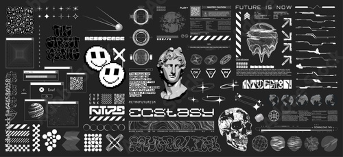 Tableau sur toile Futuristic typeface graphic in sci-fi art style, lettering, HUD and y2k elements