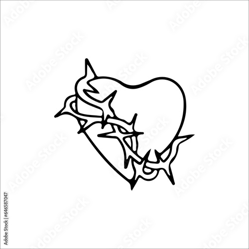 vector illustration of heart with thorns