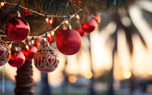 A sunny beach setting, where merrymaking unfolds for either Christmas or New Year's Eve.